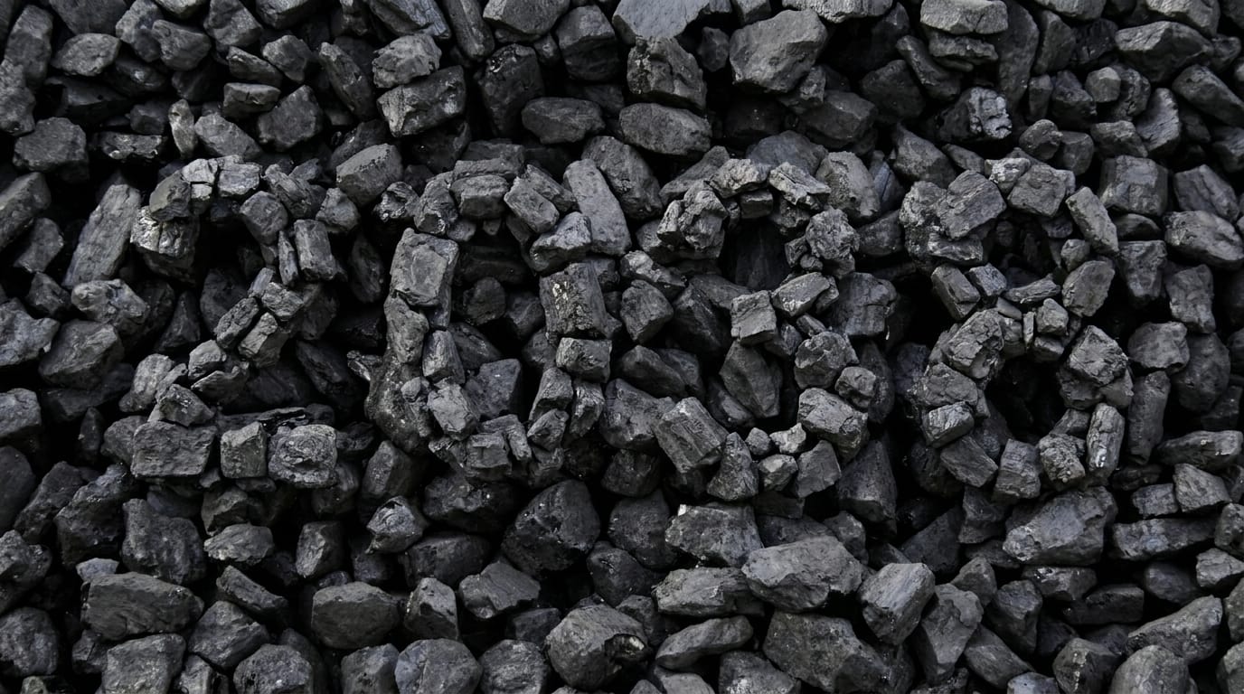 Pezzi di carbone grezzo disposti a formare il numero 2038 su uno sfondo  di carbone, a rappresentare il rinvio della chiusura delle centrali a carbone  italiane al 2038.